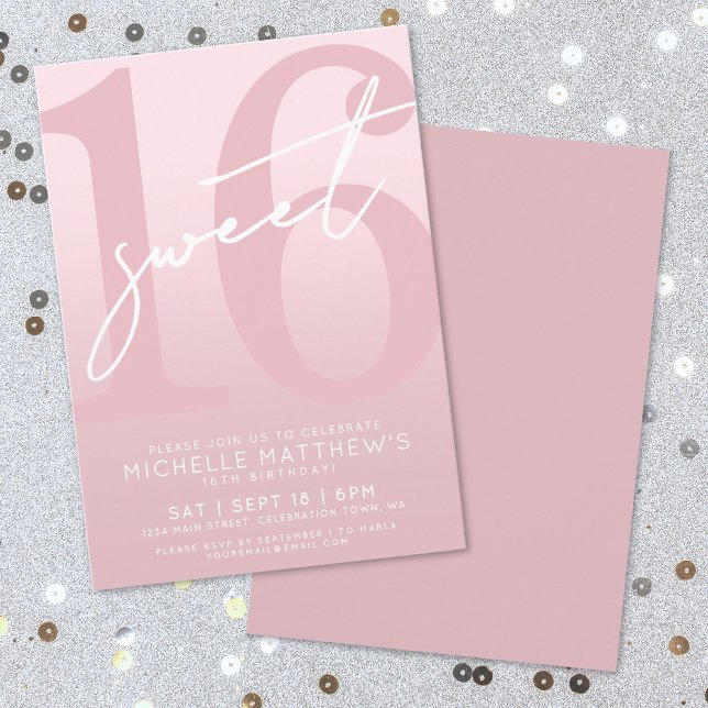Sweet Sixteen Blush Pink 16th Birthday Invitation (Sweet Sixteen Blush Pink 16th Birthday Invitation)