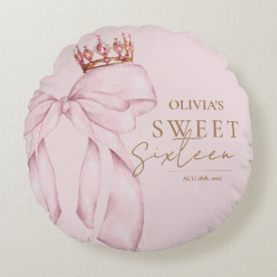 Sweet Sixteen Blush Pink Cute Round Cushion