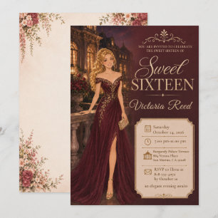 Sweet Sixteen Burgundy Elegance Invitation