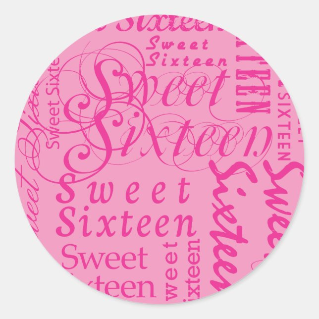 Sweet Sixteen Classic Round Sticker (Front)