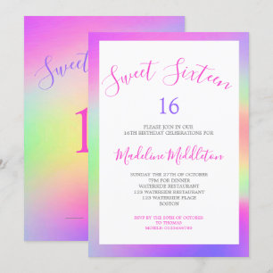 Sweet Sixteen Colourful Modern Chic Birthday Invitation