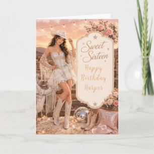 Sweet Sixteen Cowgirl Party Card