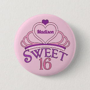 Sweet Sixteen Cute Tiara Birthday Girl 6 Cm Round Badge