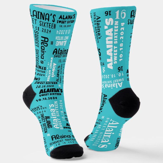 Sweet Sixteen Dance Floor BIRTHDAY Take Home Gift Socks (Angled)
