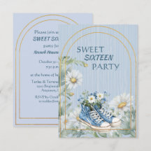 Sweet Sixteen Daughter Birthday Boots Invitation