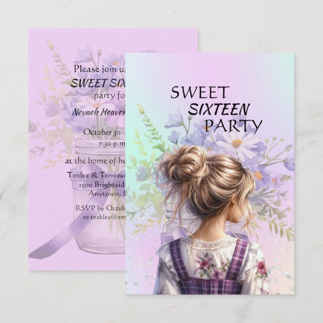 Sweet Sixteen Daughter Birthday Invitation (Front/Back)