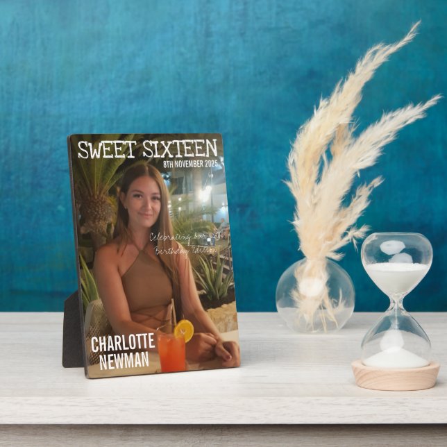 Sweet Sixteen Daughter Birthday Photo Magazine Plaque (Side)
