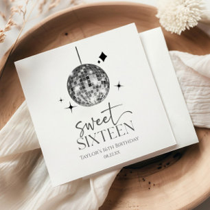 Sweet Sixteen Disco Ball 16th Birthday Party Napkin