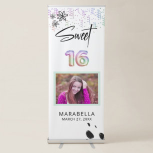 *~* SWEET SIXTEEN  Doodle Pastel Balloon16 Retractable Banner