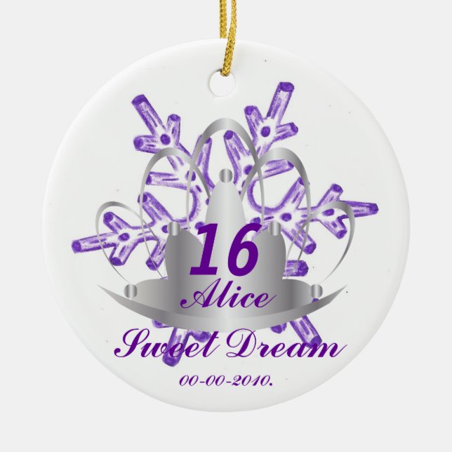 Sweet Sixteen Dream-Customise Ceramic Tree Decoration (Front)