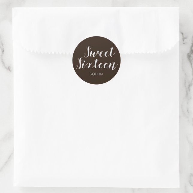 Sweet Sixteen elegant modern Coffee Classic Round Sticker (Bag)