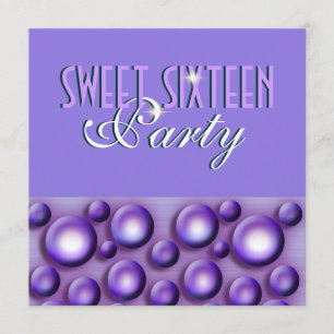 "Sweet sixteen" elegant purple "polka dots" Invitation
