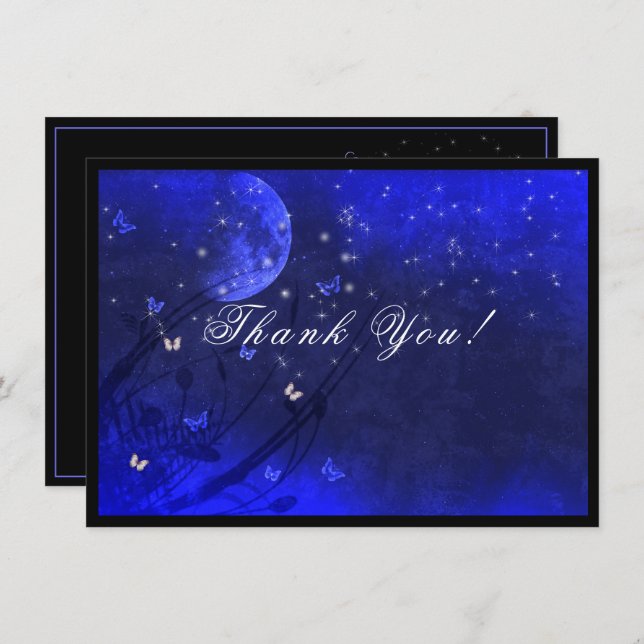 Sweet Sixteen  Enchanted Evening Purple Blue   Thank You Card (Front/Back)