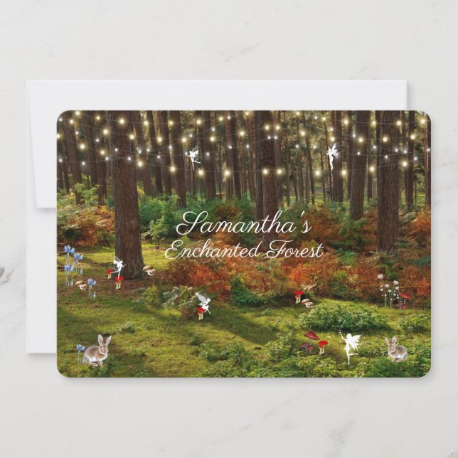 Sweet Sixteen Enchanted Forest Fairies Bunnies  Invitation (Front)