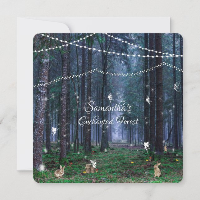 Sweet Sixteen Enchanted Forest Fairies Bunnies Invitation (Front)