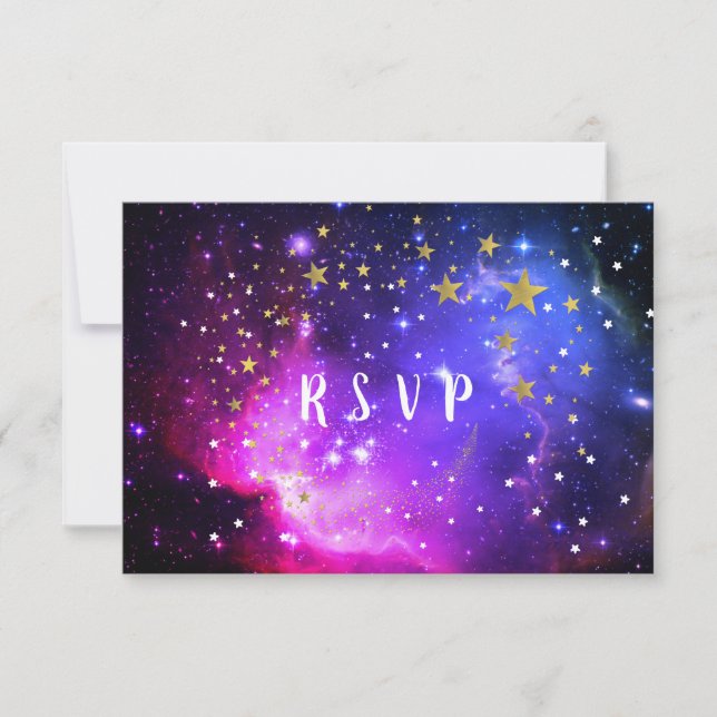Sweet Sixteen Evening Under the Stars Space Nebula RSVP Card (Front)