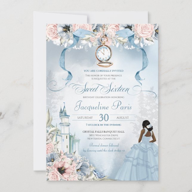 Sweet Sixteen Fairy Tale Princess Cinderella Theme Invitation (Front)