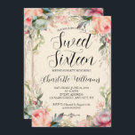 Sweet Sixteen Fairytale Floral 16th Birthday Invitation<br><div class="desc">Fairytale floral sweet sixteen birthday invitation with a flower frame for a girl turning 16. Custom template you can personalise with your party or celebration details.</div>