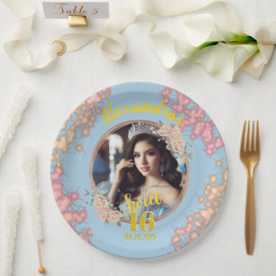 Sweet Sixteen Fairytale Princess Photo  Paper Plate