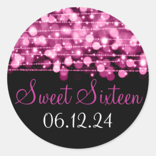 Sweet Sixteen Favour Party Sparkles Pink Classic Round Sticker