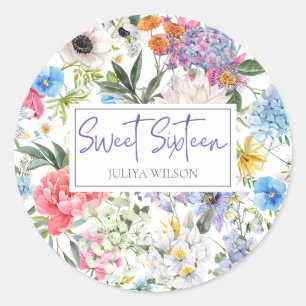Sweet Sixteen flower garden  Classic Round Sticker