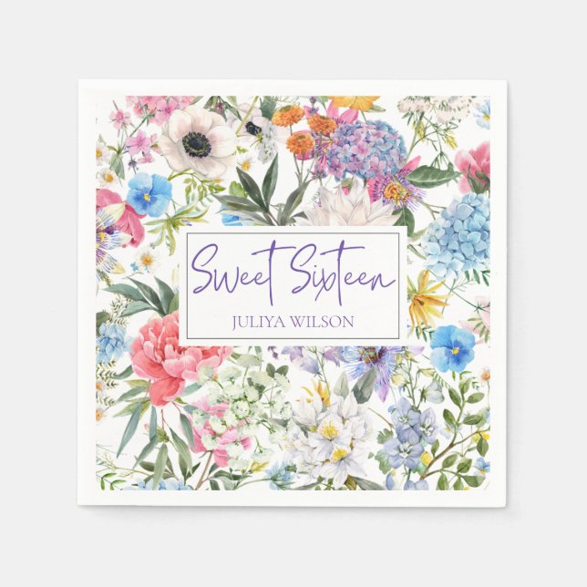 Sweet Sixteen flower garden  Napkin (Front)