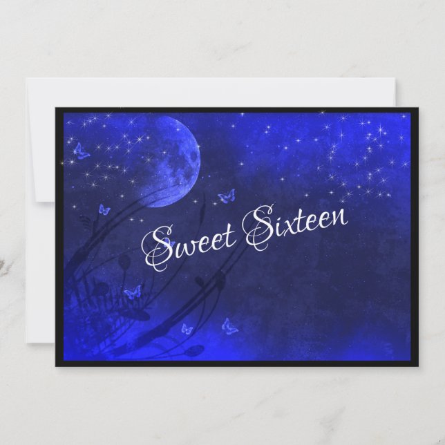 Sweet Sixteen,Full Moon, Enchanted Evening Invitation (Front)