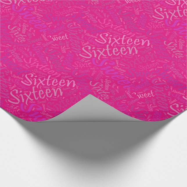 Sweet Sixteen Gift Wrapping Paper Rolls - Giftwrap (Corner)