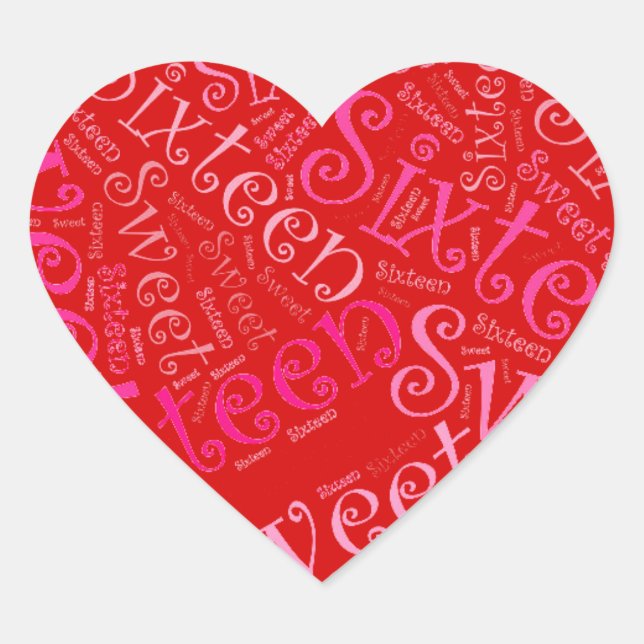 Sweet Sixteen Giftwrapping Heart Stickers - Gift (Front)