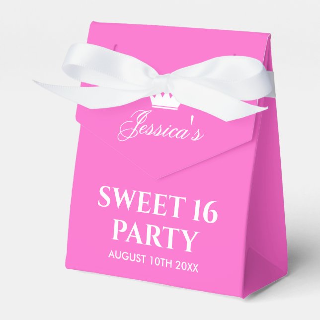 Sweet sixteen girl's 16th Birthday party hot pink Favour Box (Front Side)