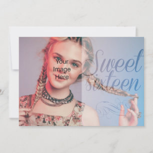 Sweet Sixteen Girly Script Put Your Own Photo Invitation