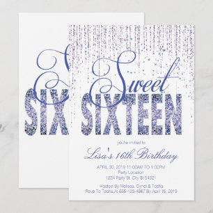 Sweet Sixteen, Glam Glitter Invitations