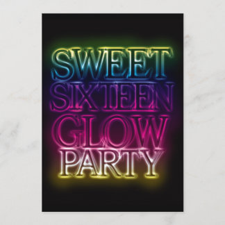 Sweet Sixteen GLOW PARTY Glow in the Dark Invitation