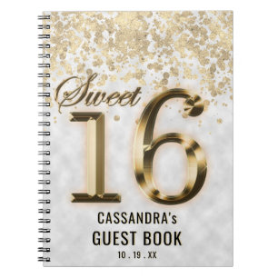 Sweet Sixteen Gold Faux Foil Glitter Notebook