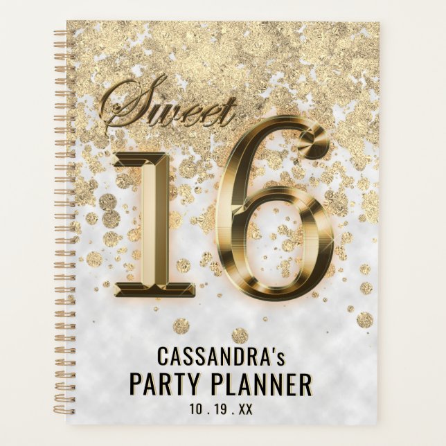Sweet Sixteen Gold Faux Foil Planner (Front)