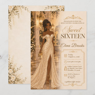 Sweet Sixteen Gold Glamour Invitation