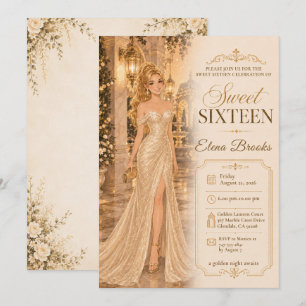 Sweet Sixteen Gold Glamour Invitation