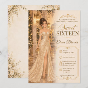 Sweet Sixteen Gold Glamour Invitation