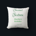 Sweet Sixteen green name date calligraphy boho ret Cushion<br><div class="desc">Design</div>