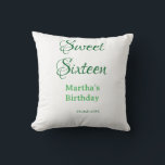 Sweet Sixteen green name date calligraphy boho ret Cushion<br><div class="desc">Design</div>