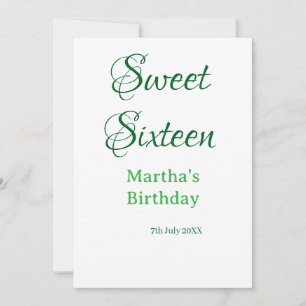 Sweet Sixteen green name date calligraphy boho ret Invitation