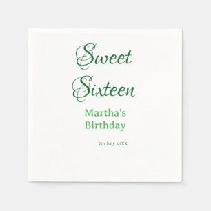 Sweet Sixteen green name date calligraphy boho ret Napkin