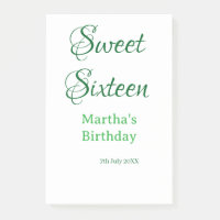 Sweet Sixteen green name date calligraphy boho ret
