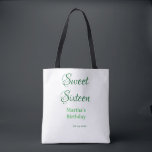 Sweet Sixteen green name date calligraphy boho ret Tote Bag<br><div class="desc">Design</div>