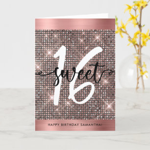 Sweet Sixteen Happy Birthday Trendy Chic Card