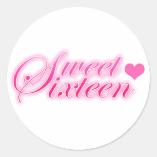Sweet Sixteen Heart Classic Round Sticker