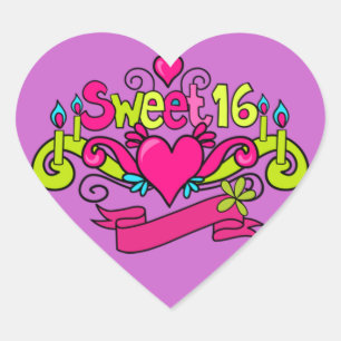 sweet sixteen heart sticker