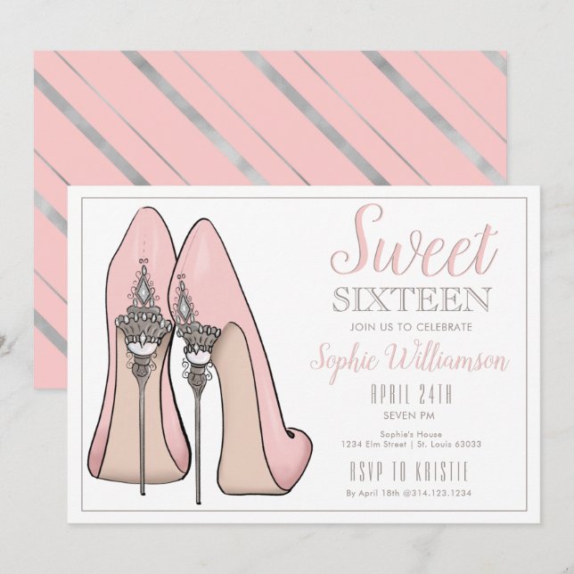 Sweet Sixteen High Heels Birthday Invitation (Front/Back)