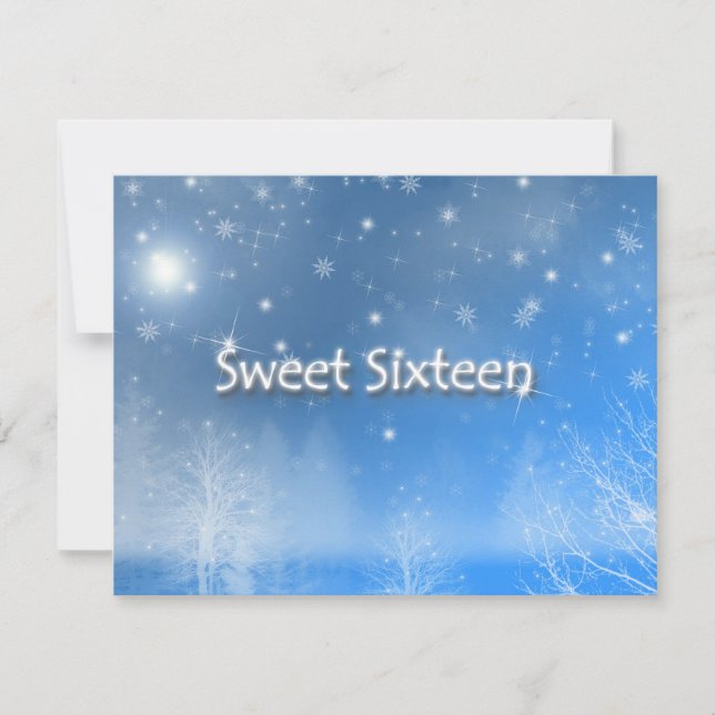 Sweet Sixteen Ice Blue WinterWonderland Invitation (Front)