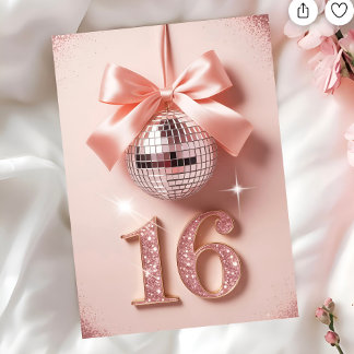Sweet Sixteen in Pink Bows & Sparkle Card